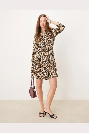 Y.A.S Vestido camisero corto con estampado de leopardo de -Negro