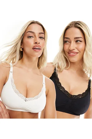 Lindex Pack de 2 sujetadores de color blanco y negro sin costuras con encaje de Maternity