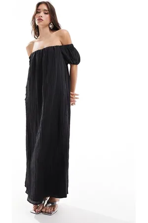 New Look Vestido largo con escote Bardot de tejido rugoso de