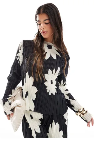 Object Top plisado de manga larga con estampado floral de (parte de un conjunto)