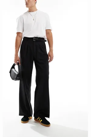 COLLUSION Pantalones de sastre negros de pernera ancha holgada de
