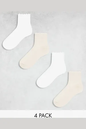 Lindex Pack de 4 pares de calcetines tobilleros de varios colores con bordes ondulados de