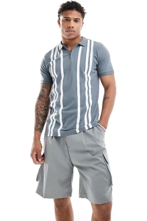 Threadbare Polo a rayas con cuello de cremallera de punto de
