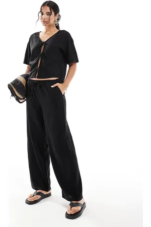 JDY Pantalones negros de pernera recta de (parte de un conjunto)