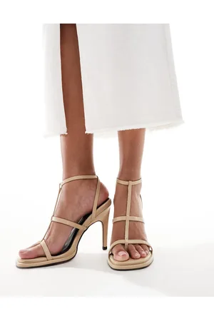 ASOS Sandalias color crema de tacón alto de estilo gladiador Narate de -Beis neutro