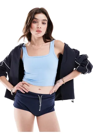 Hollister Top de 21" azul claro de tirantes con escote cuadrado de canalé de