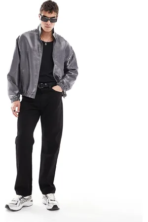 ASOS Chaqueta plateada extragrande con cuello alzado de tejido ligero de
