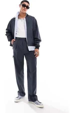 ASOS Pantalones de vestir cargo grises de corte ancho con detalle de bolsillos de (parte de un conjunto)