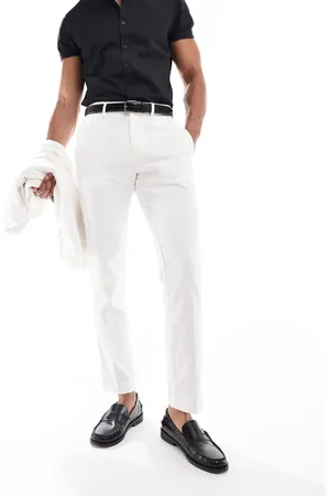 ASOS Pantalones de traje blancos de corte recto de