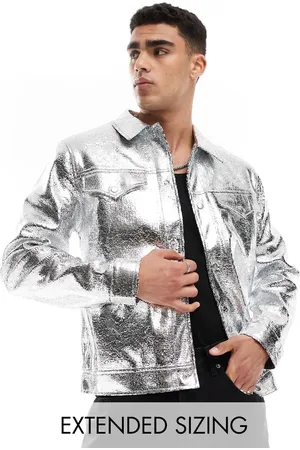ASOS Chaqueta plateada estilo wéstern de cuero sintético efecto craquelado de