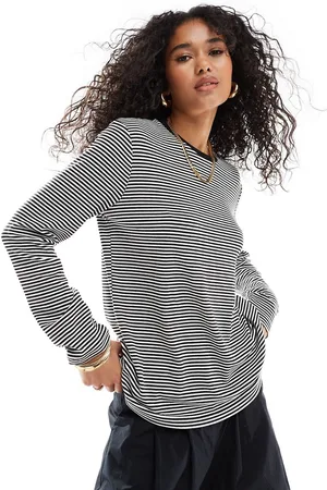 4th & Reckless Top a rayas blancas y negras de manga larga con logo bordado de -Multicolor