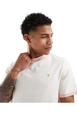 Farah Camiseta blanco hueso de manga corta con ribetes de