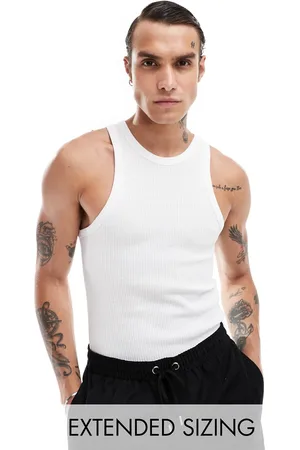 ASOS Camiseta blanca sin mangas ajustada de tejido texturizado de