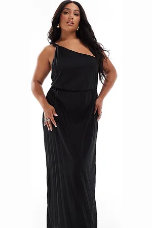 ASOS Vestido largo plisado asimétrico con detalle retorcido de ASOS DESIGN Curve