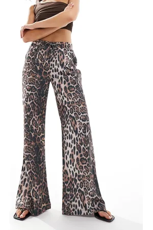 ASOS Pantalones de pernera ancha con estampado de tejido texturizado de -Multicolor