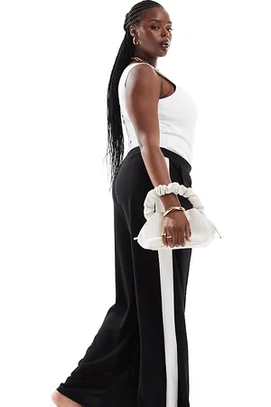 Yours Pantalones negros con franja lateral de