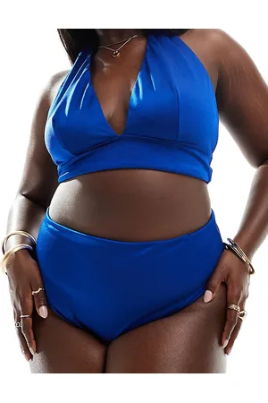 ASOS Braguitas de bikini azules de pernera y talle altos Maya Mix & Match de Curve- marino