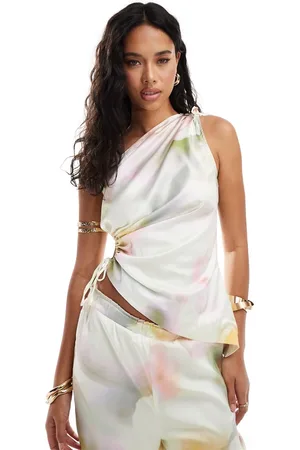 Style Cheat Top de tirantes con cuello desbocado y estampado marmoleado en tonos de (parte de un conjunto)-Multicolor
