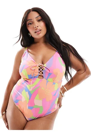 ASOS Bañador con cordones y estampado de Curve-Multicolor