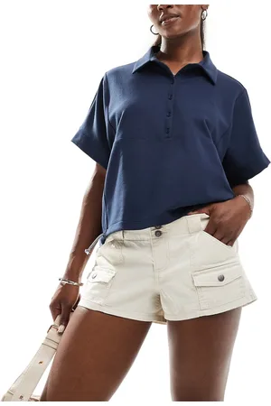 Hollister Pantalones cortos cargo color crema de talle bajo de -Blanco