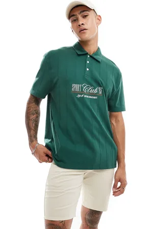 ASOS Polo caqui holgado con estampado de texto en el pecho de - neutro