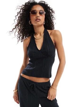 ASOS Top con cuello halter, espalda abierta y bordado inglés de (parte de un conjunto)