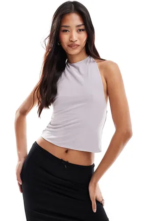 ASOS Top ceñido con cuello halter anudado de dos capas de