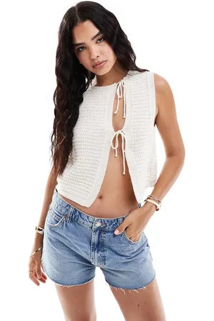 ASOS Chaleco color asimétrico de punto calado de -Blanco