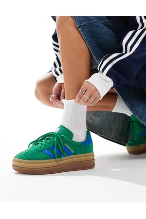 adidas Zapatillas de deporte verdes y azules con suela de goma Gazelle Bold de