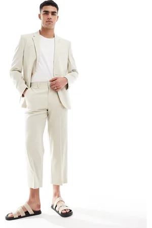 ASOS Pantalones de traje capri color de corte recto de -Beis neutro