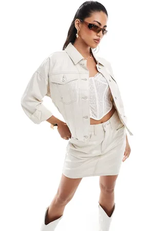 River Island Chaqueta vaquera dorado metalizado de (parte de un conjunto)-Beis neutro