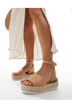 Truffle Collection Sandalias con plataforma plana estilo alpargata de - neutro