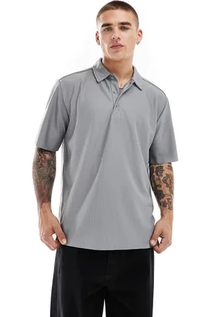 Only & Sons Polo gris extragrande plisado de