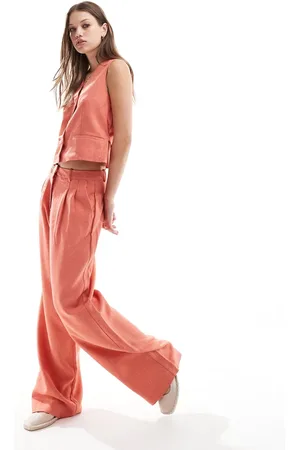 VERO MODA Pantalones de sastre color terracota de corte dad de (parte de un conjunto)