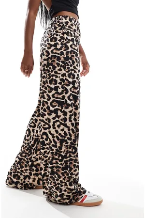 VILA Pantalones de pernera ancha sin cierres con estampado de leopardo de -Multicolor