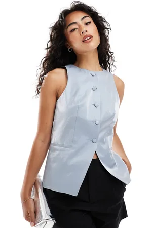 ASOS Chaleco azul con cuello subido de ASOS DESIGN-Sin color