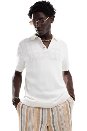 Abercrombie & Fitch Polo corto blanco con patrón de punto de