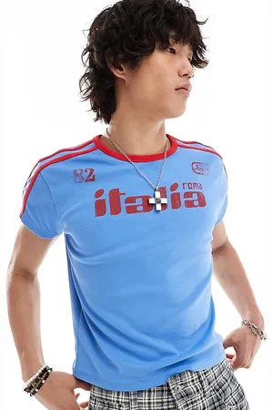 COLLUSION Camiseta ajustada con mangas de casquillo y estampado de fútbol de Italia de -Azul