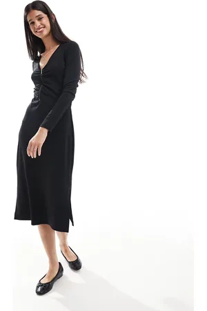 JDY Vestido midi fruncido en la parte delantera de