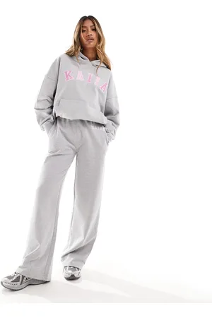 Kaiia Joggers de pernera ancha con cinturilla en contraste y cordón ajustable de (parte de un conjunto)