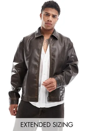 ASOS Chaqueta Harrington extragrande de cuero sintético de