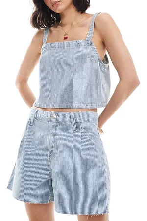 MANGO Pantalones cortos vaqueros claro con raya diplomática de (parte de un conjunto)