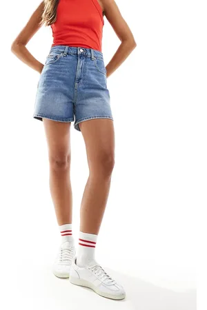 Tommy Hilfiger Pantalones cortos vaqueros mom con lavado medio de -Azul