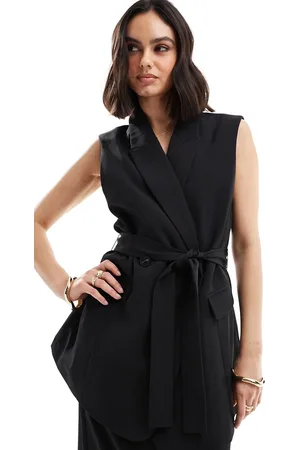 ASOS Americana negra sin mangas con lazada de