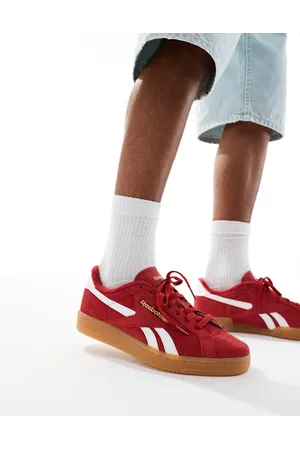 Reebok Zapatillas de deporte rojas de ante con suela de goma Club C Grounds de