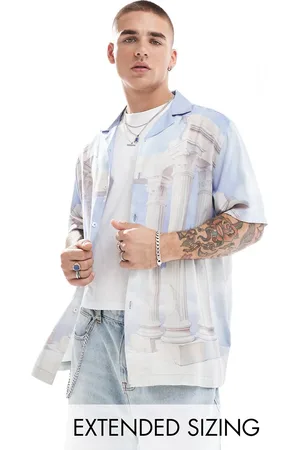 ASOS Camisa y blanca holgada con cuello de solapas y diseño estampado de -Multicolor