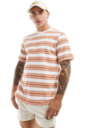 JACK & JONES Camiseta a rayas naranja de tejido texturizado de Premium