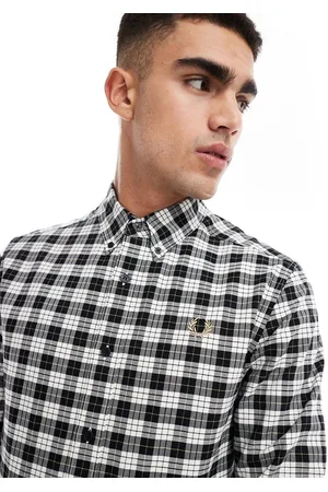 Fred Perry Camisa Oxford a cuadros escoceses y negros de - neutro