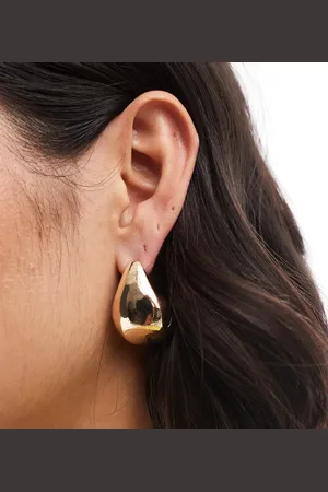 Pieces® Pendientes dorados gruesos extragrandes en forma de lágrima de