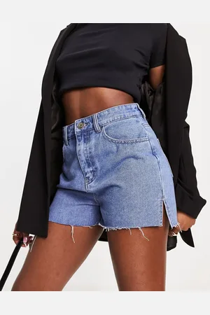 Missyempire Pantalones cortos vaqueros azules con aberturas laterales de Missy Empire